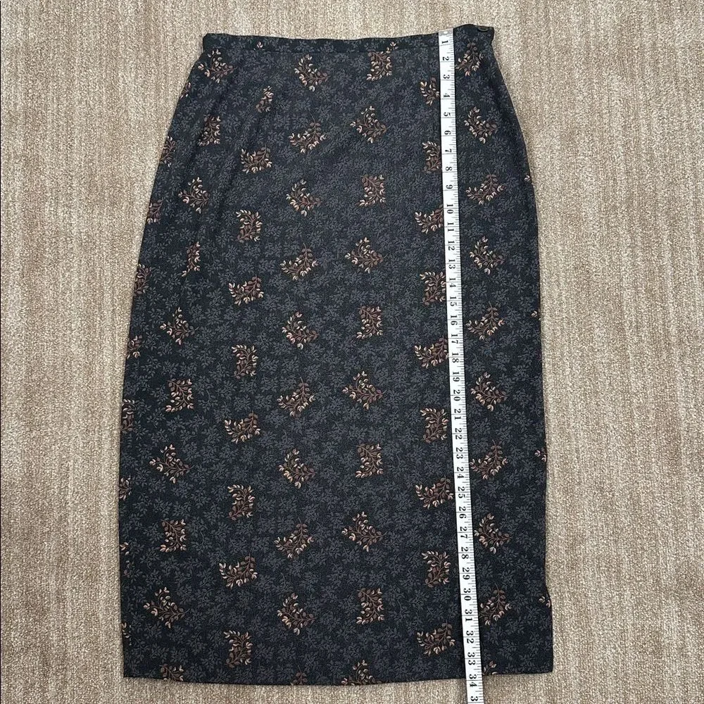 Karen Scott Vintage Floral Autumn Cottagecore Side Slit Midi Skirt Women Size 14